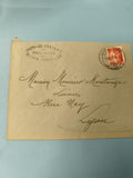 Ancienne enveloppe oblitérée début XXe philatélie timbre rouge Lyon vintage