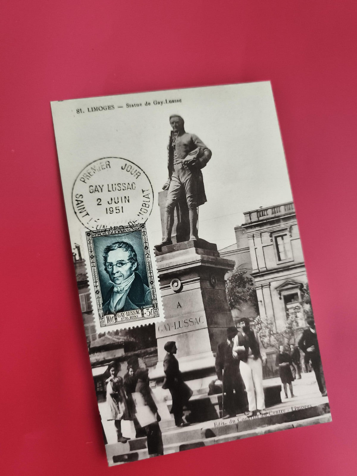 Carte postale premier jour Gay-Lussac Limoges 1951 timbre philatélie (Ref 1)