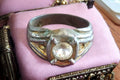 Bague vintage rétro strass ovale, finition argentée, taille 58, style Art déco