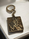 Porte-clés ancien métal Saint Christophe relief, vintage religieux Alsace vinico