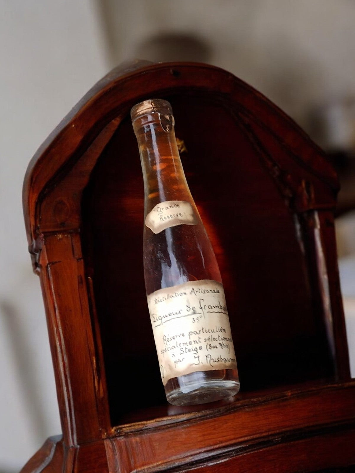 Miniature ancienne liqueur Grande Réserve framboise artisanale vintage