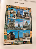 Bloc de timbres Madagascar Paris monuments PHILEX France 99 philatélie