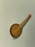 Pin's vintage banjo ancien, forme ronde, collection musique, rare Ref 9