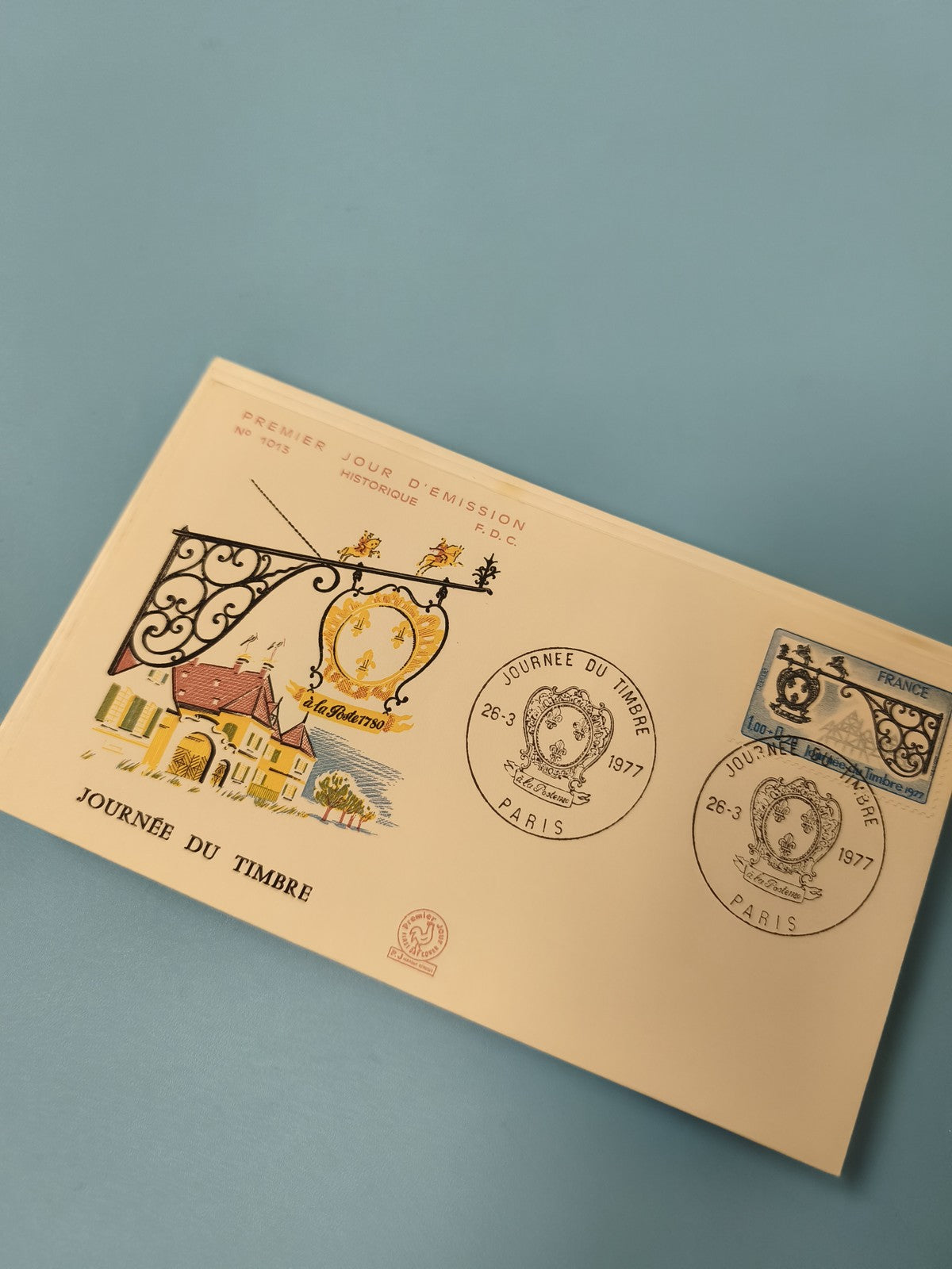 Enveloppe FDC Premier Jour d?Émission Journée du Timbre 1977 Paris illustrée