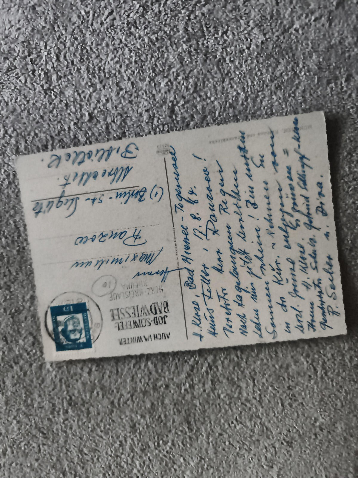 Carte postale écrite timbrée Allemagne 15 Pf, philatélie (Ref 27)