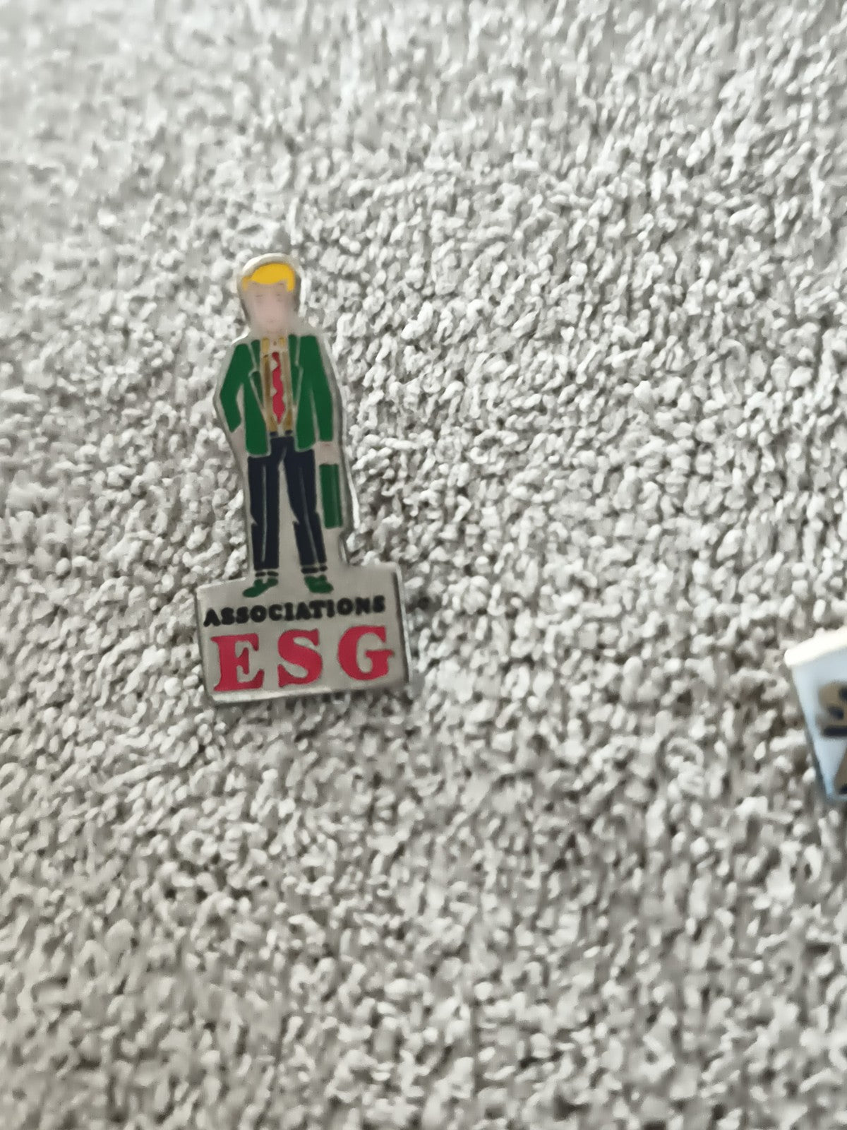 Pin's vintage Associations ESG personnage costume vert école commerce (Ref 8)