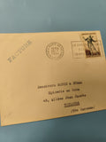 Ancienne enveloppe timbrée oblitérée 1954 facture philatélie collection France