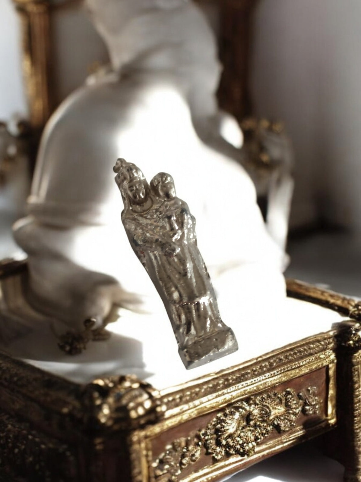 Figurine religieuse catholique métal Lourdes vintage
