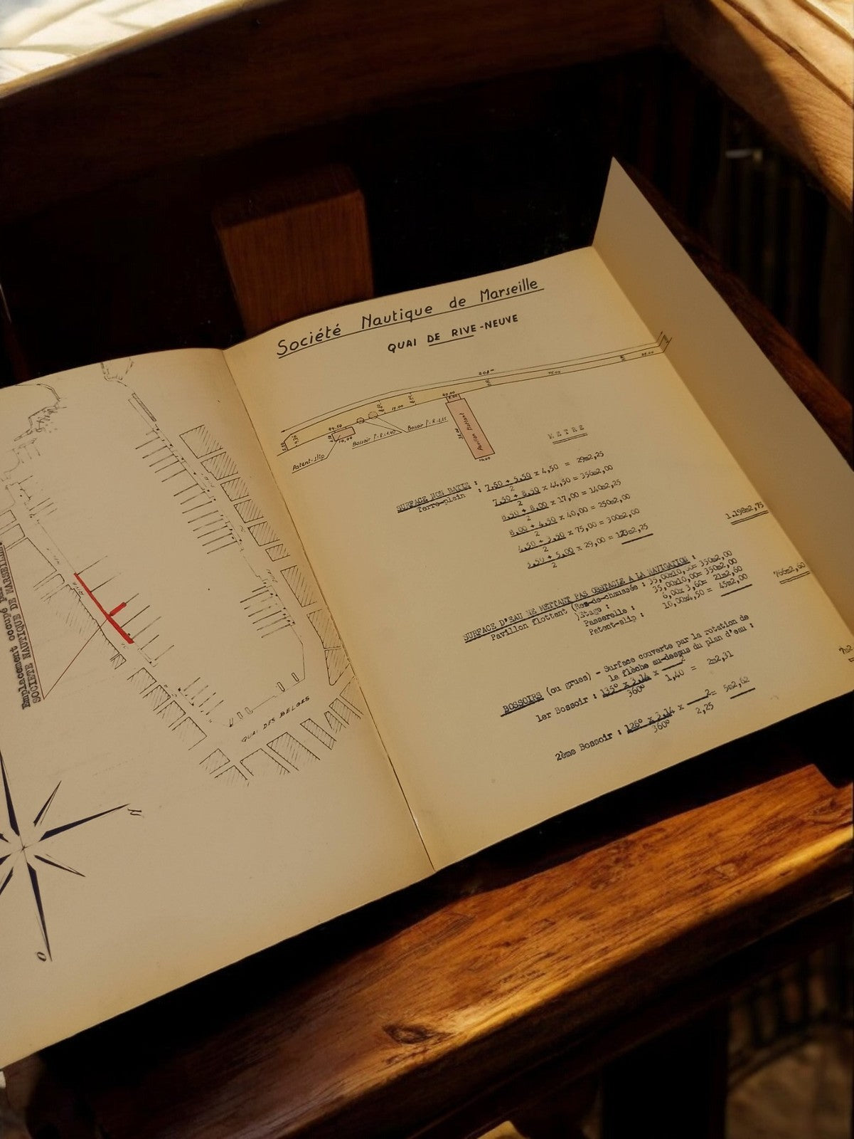 Ancien plan Société Nautique Marseille années 30-40 document travaux publics