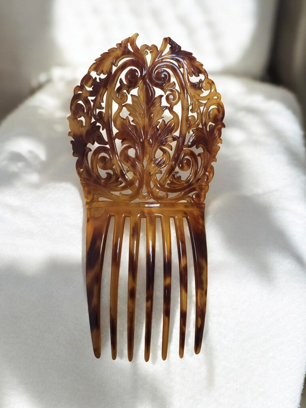 Peigne ancien bakélite écaille, grand format, style Art Nouveau rétro vintage