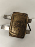 Ancienne serrure de porte en métal EF Paris ? vintage, patine bronze