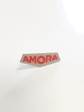Pin's rétro ancien Amora moutarde, badge publicitaire collection vintage France