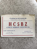 Carte QSL radio HC5BZ Cuenca Équateur ancienne vintage radioamateur