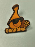 Vintage pin's Orangina mascotte bouteille lunettes rétro collection