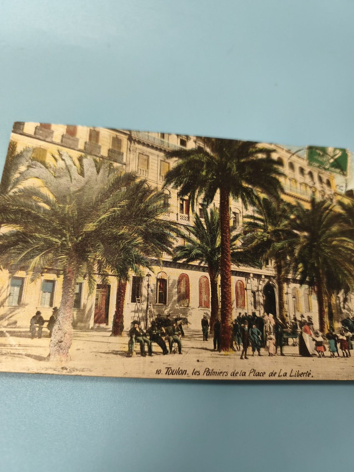 Ancienne carte postale animée Toulon Place de la Liberté palmiers vintage