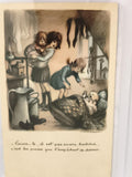 Carte postale ancienne illustrée Ninicot, scène enfants, humour vintage