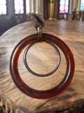 Boucle d’oreille vintage anneau marron or, clip années 70 unique