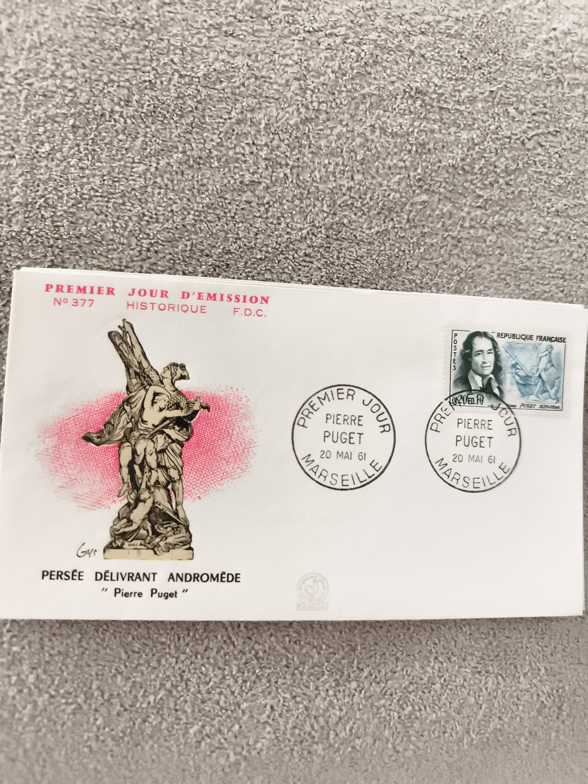 Lettre Premier Jour 1961 Pierre Puget Persée Andromède FDC Marseille philatélie