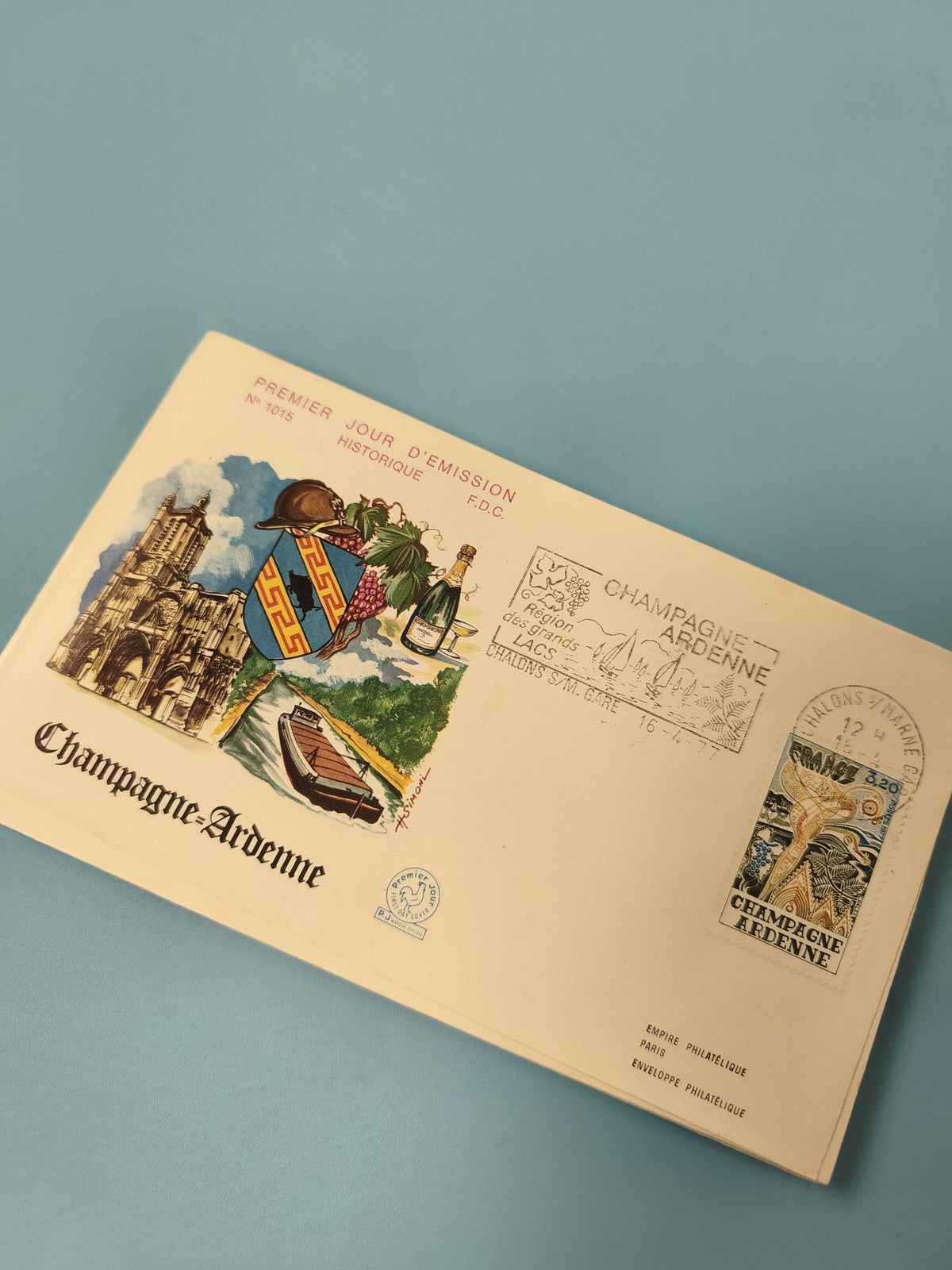 Enveloppe premier jour FDC Champagne-Ardenne illustration couleur état usagé
