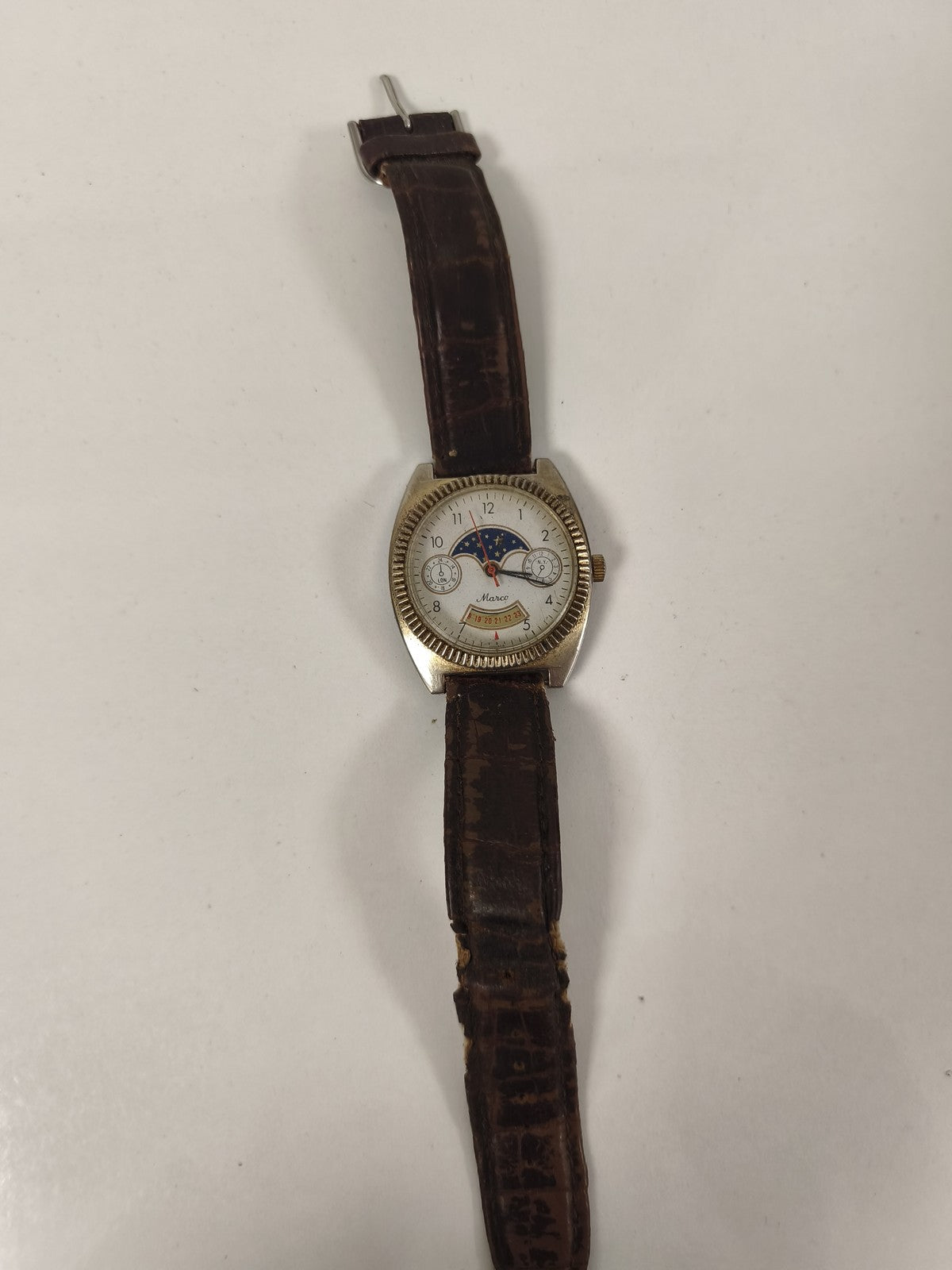 Montre homme mécanique vintage Marco ancienne, montre-bracelet rétro collection