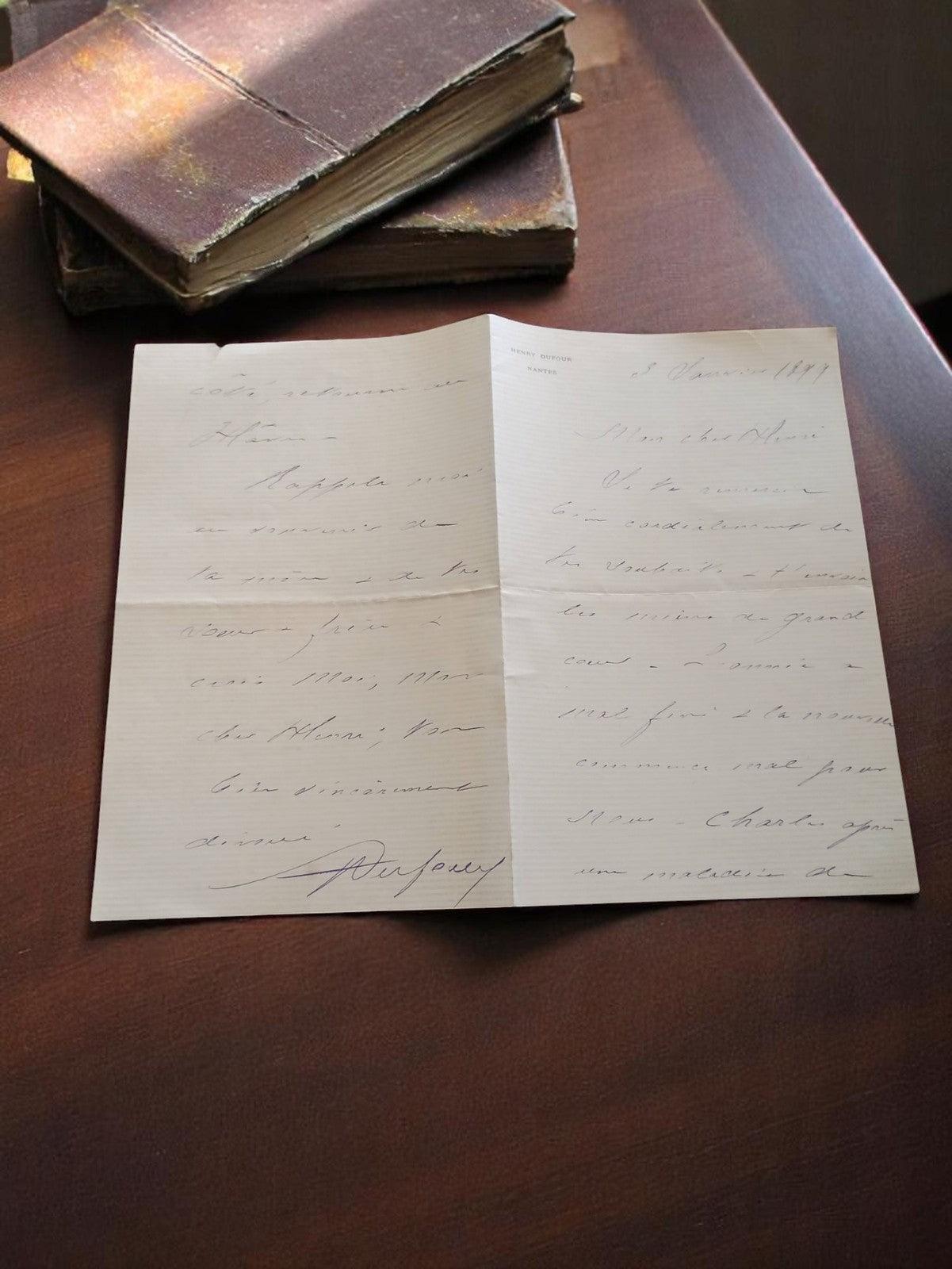 Lettre manuscrite ancienne 1899 Paris amitié signée Dufoury vintage