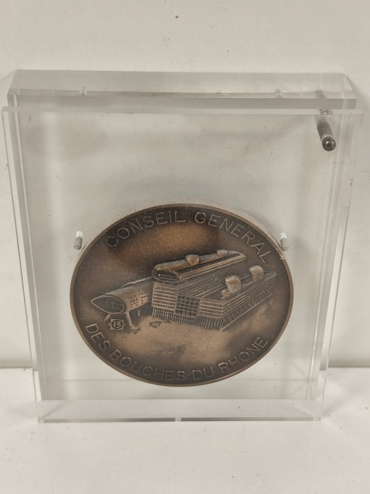 Ancienne médaille Conseil Général Bouches du Rhône, bronze, bâtiment, vintage