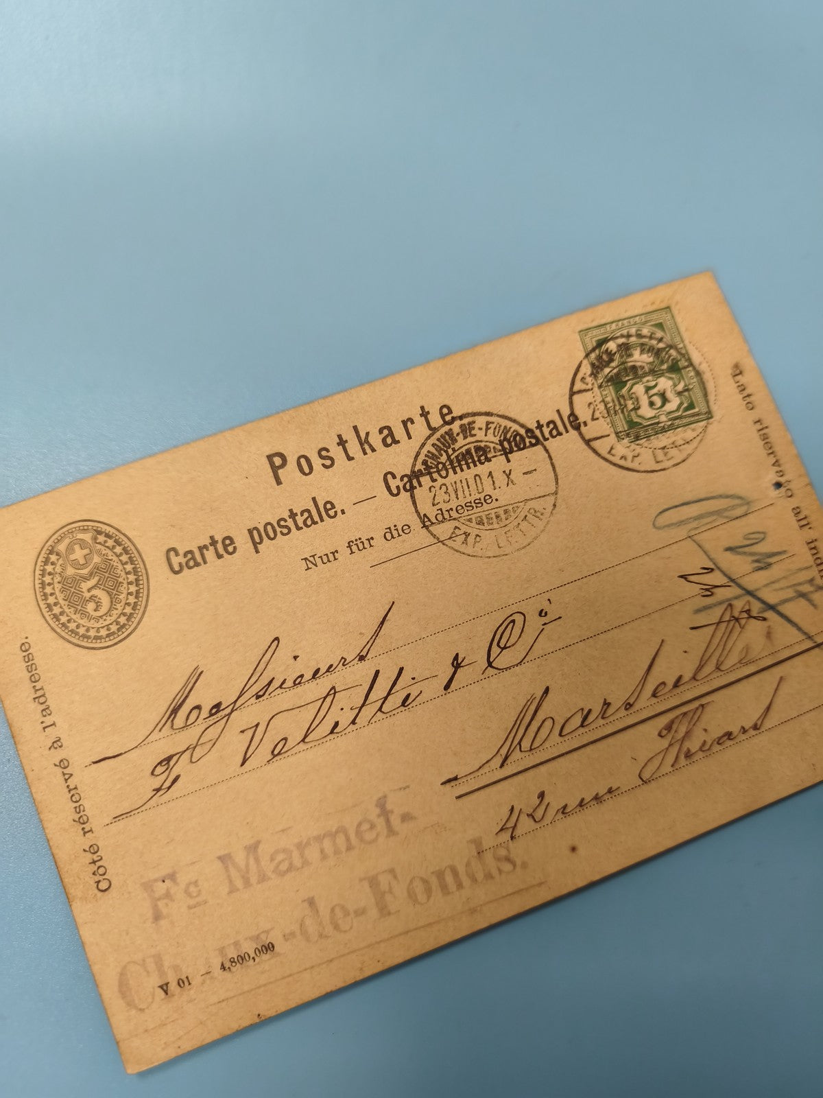 Ancienne carte postale Allemagne timbre oblitéré vert philatélie collection