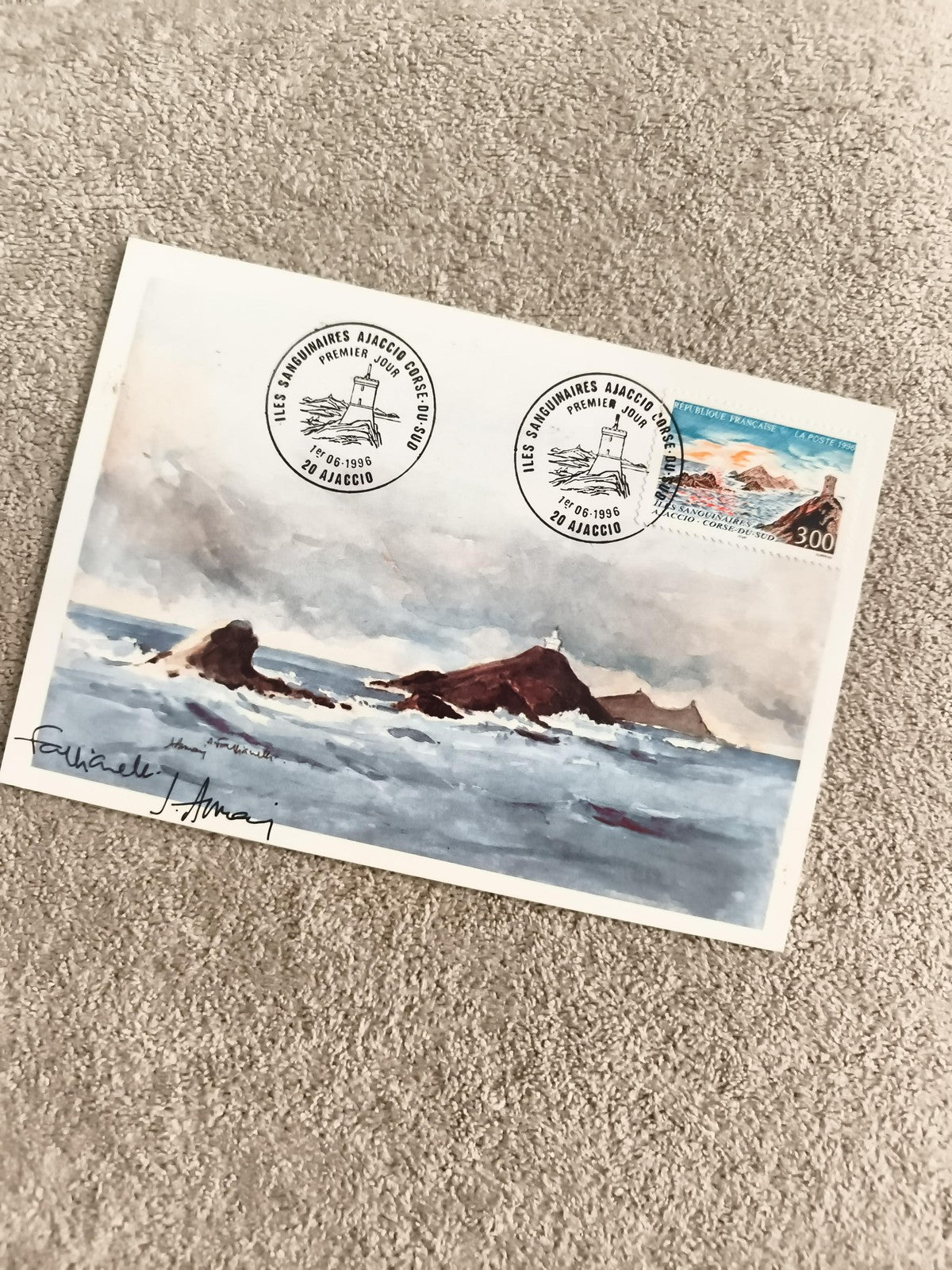 Carte Premier Jour Îles Sanguinaires Ajaccio 1996 timbre Corse philatélie