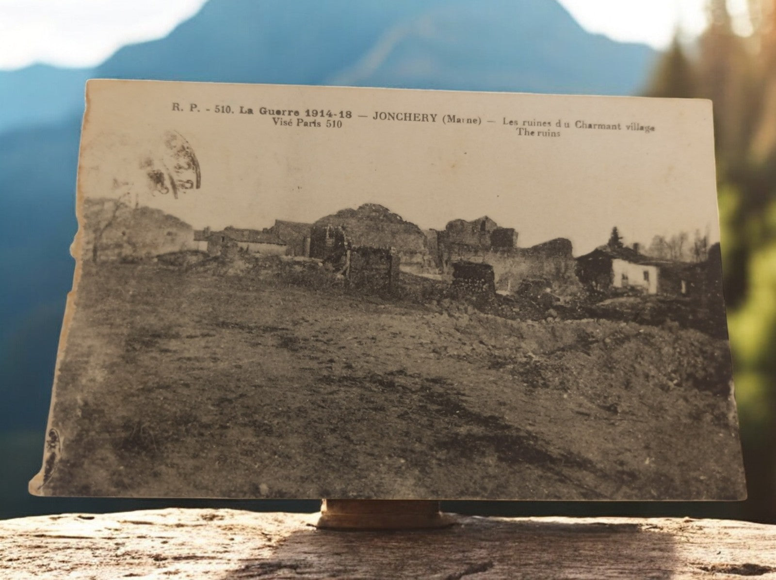 Carte postale ancienne Guerre 1914-18 Jonchery Marne ruines village WW1