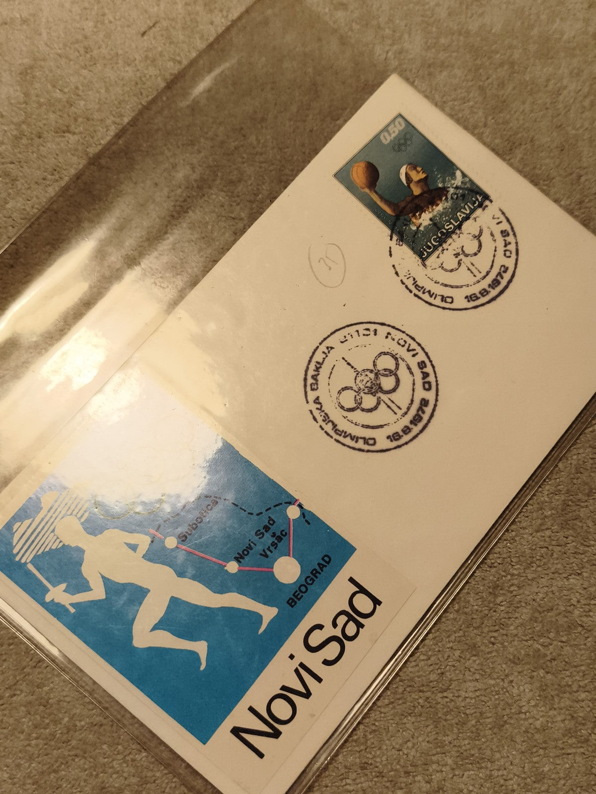Lettre premier jour Yougoslavie 1972 timbre olympique Novi Sad philatélie (Ref 2