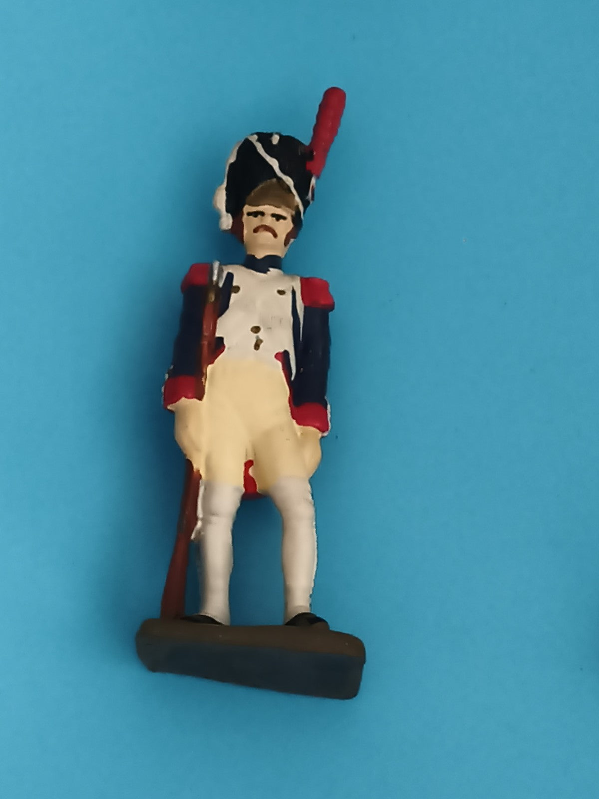 Figurine soldat plomb ancien Napoléon uniforme bleu blanc rouge vintage
