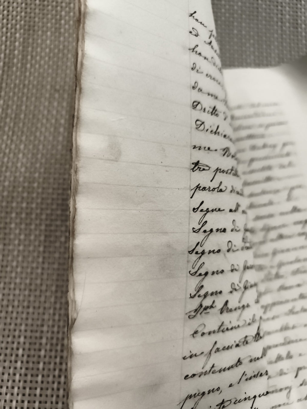 Ancien document manuscrit 19e siècle, papier filigrané, écriture cursive
