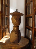 Moulin à poivre ancien visage sculpté bois vintage rétro déco
