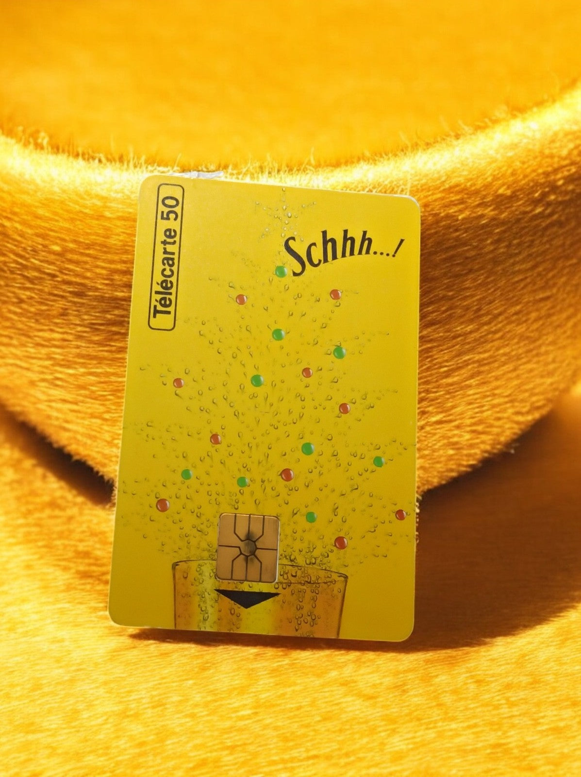 Télécarte 50 unités jaune Schhh...! vintage – Carte téléphonique rétro France