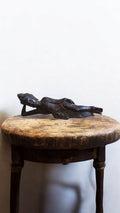 Statue Bouddha couché bronze foncé sculpture orientale décorative