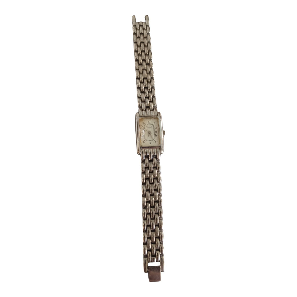 Montre femme Greenland vintage rectangulaire acier, design rétro, cadran chiffre