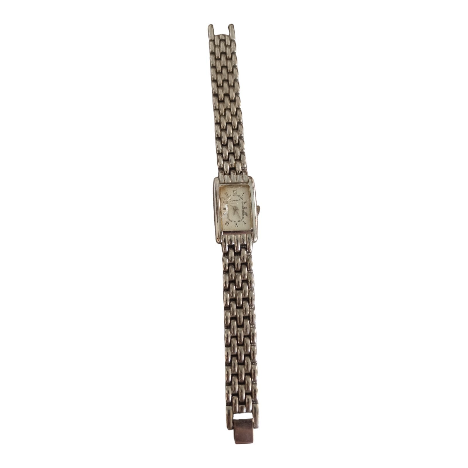 Montre femme Greenland vintage rectangulaire acier, design rétro, cadran chiffre