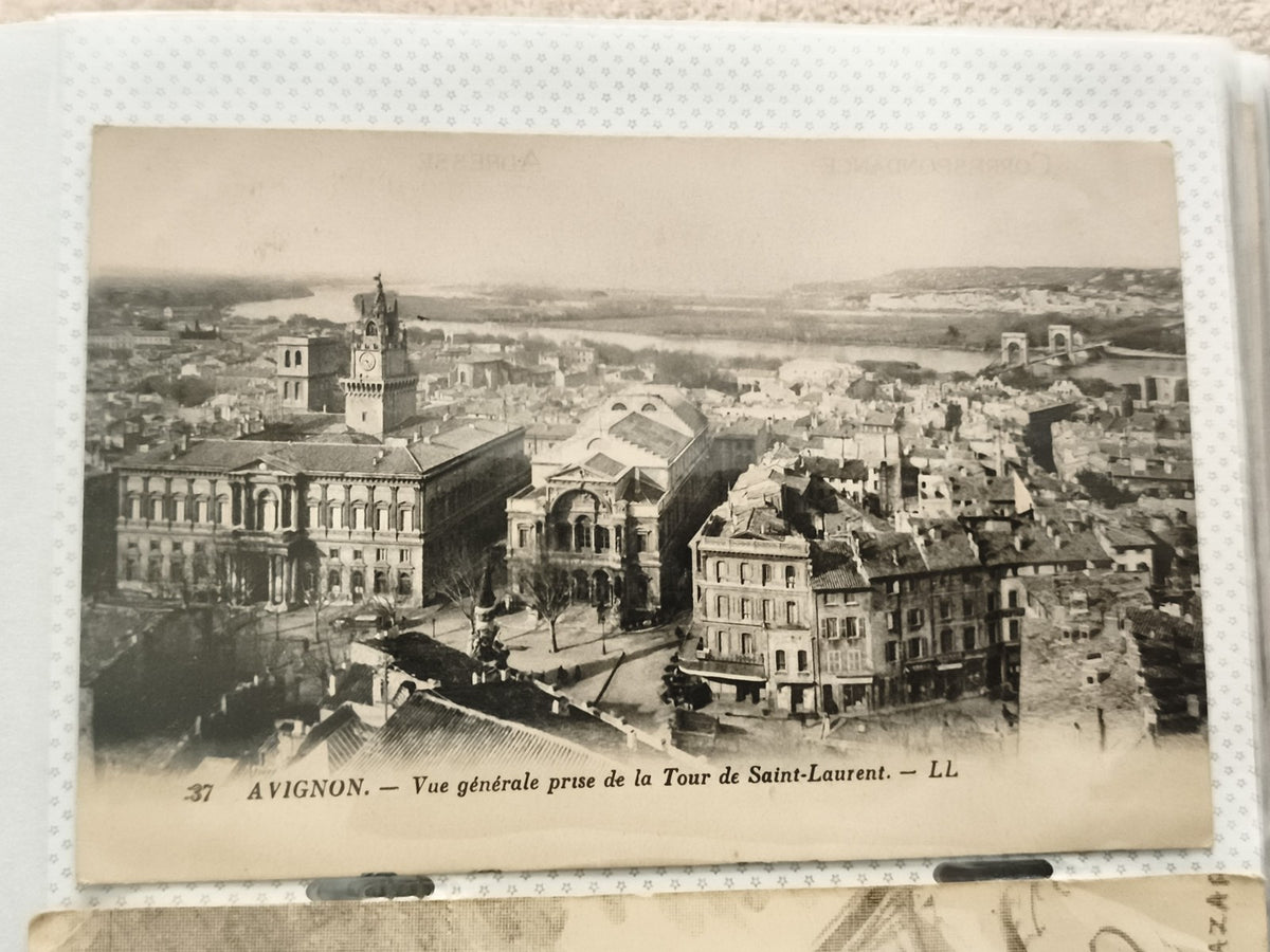 Carte postale ancienne Avignon vue générale LL CPA vintage photo noir et blanc