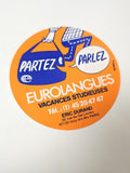 Vintage autocollant publicitaire ancien Eurolangues rétro collection adhésif déc