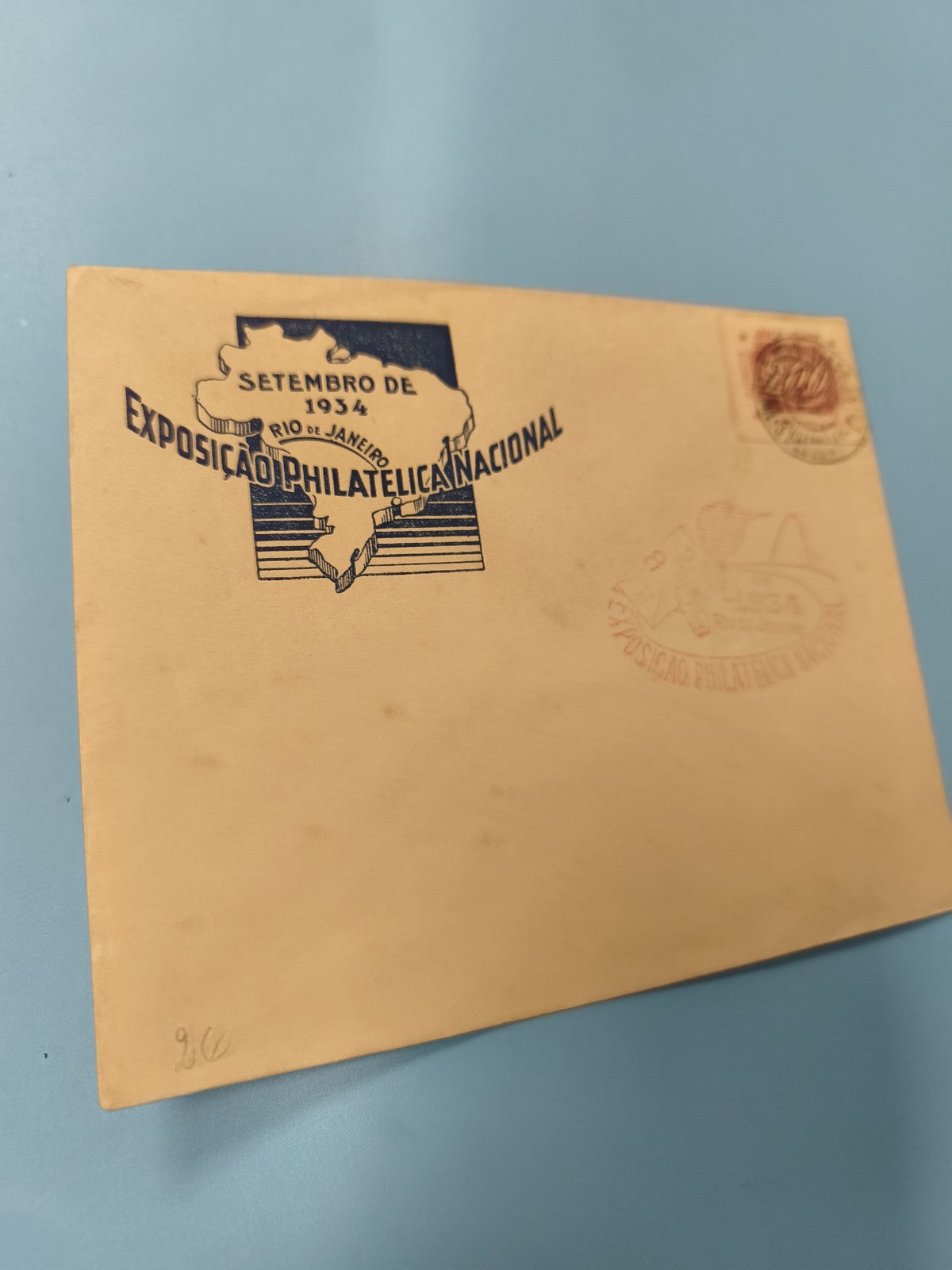 Ancienne enveloppe philatélie Brésil 1934 expo Rio semi-postale B1 vintage