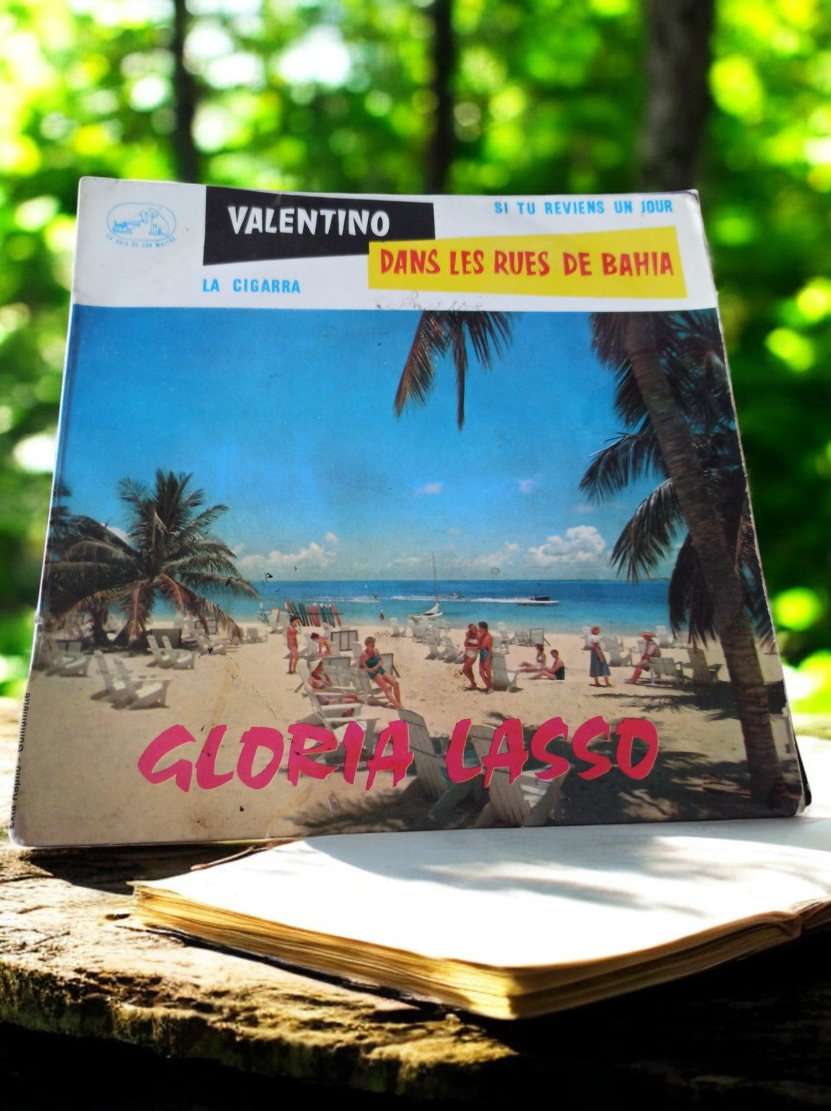 Vinyle 45 tours Gloria Lasso Valentino pochette plage chanson française vintage