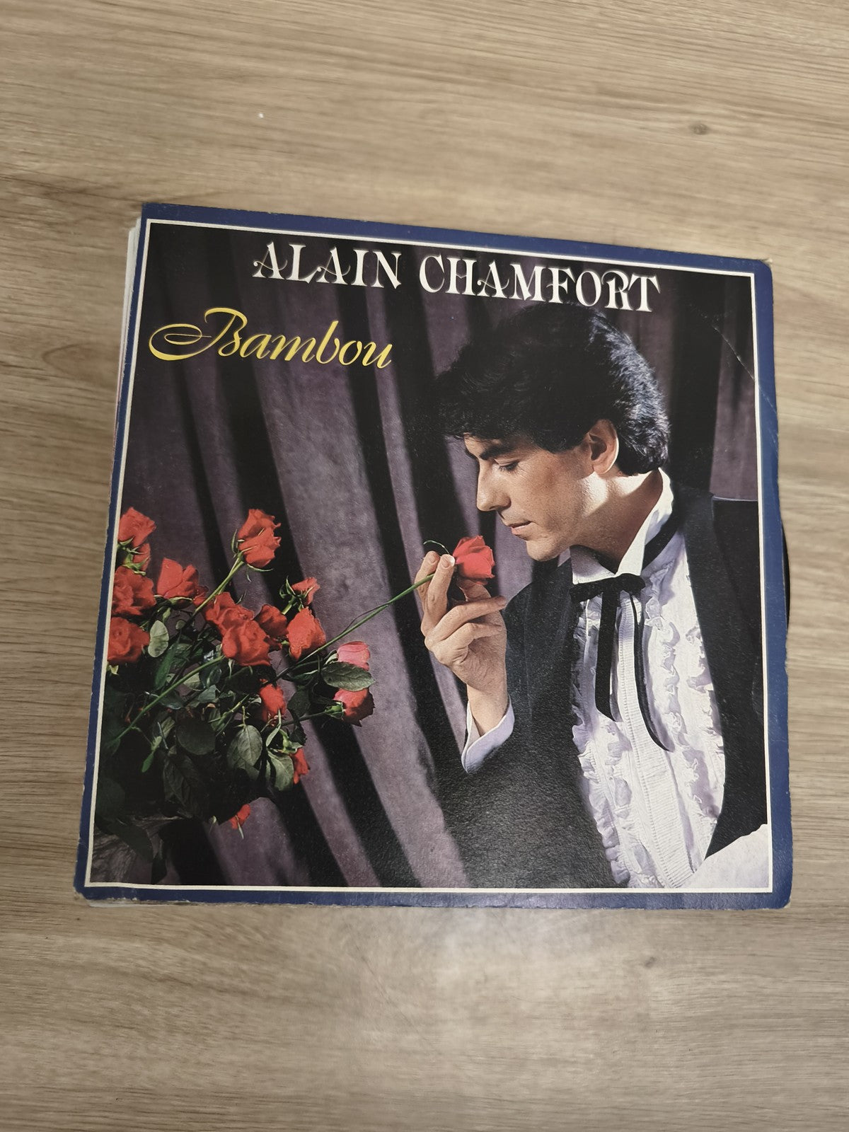 Vinyle 45 tours Alain Chamfort Bambou pochette fleurs rouges d'occasion
