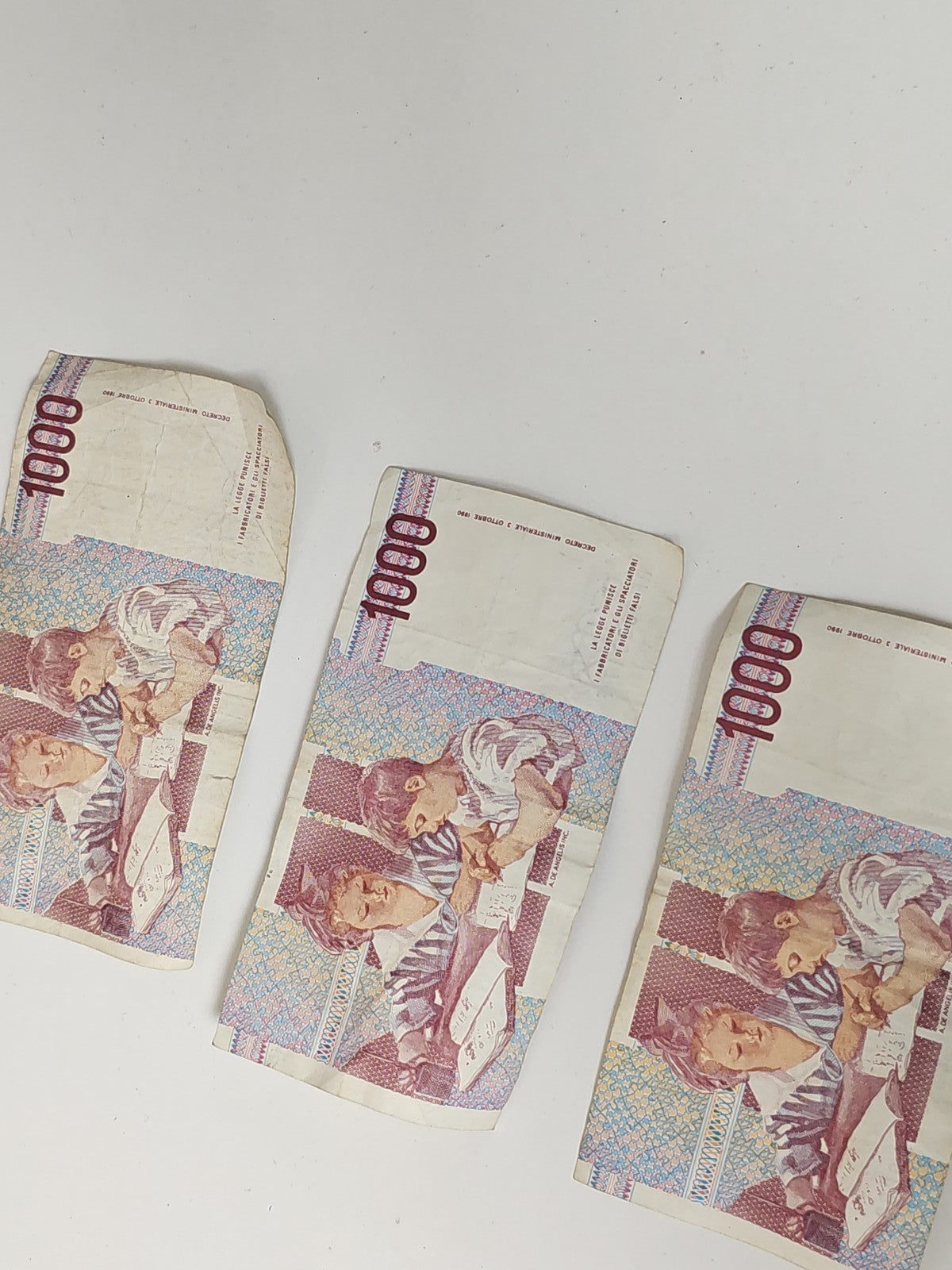 3 billets anciens 1000 lires italiens vintage Banca d?Italia collection rétro