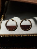 Boucles d?oreilles créoles vintage dorées cercle bois années 70/90 fantaisie