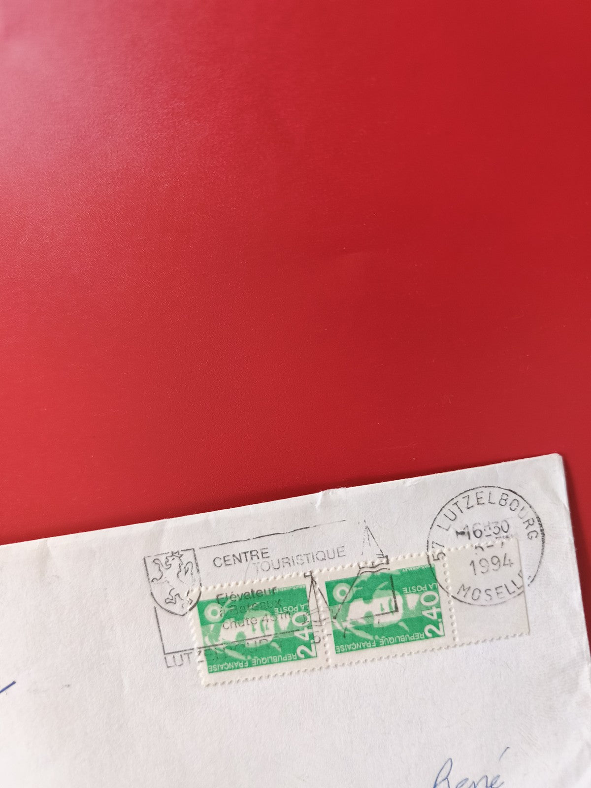 Enveloppe timbrée philatélie Lutzelbourg 1994 oblitérée cachet Moselle