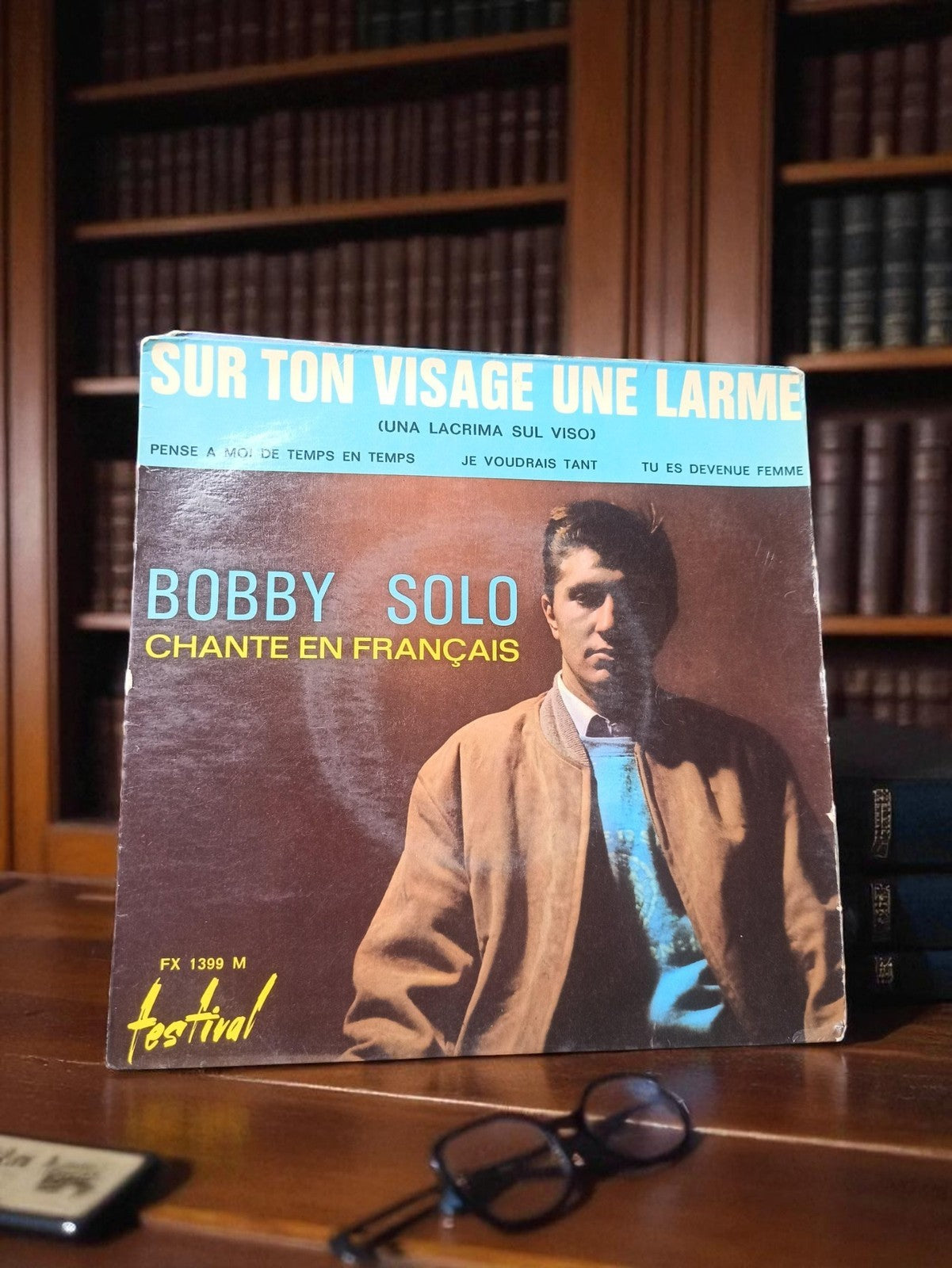 Disque vinyle 45T Bobby Solo Sur ton visage une larme Festival ancien rétro