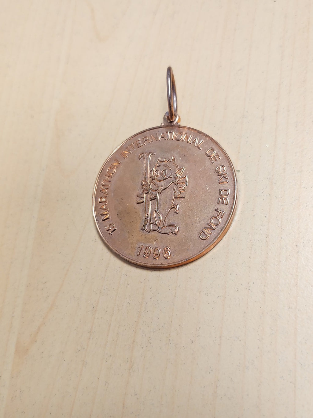 Médaille ancienne ski de fond 1996 marathon international, vintage collection