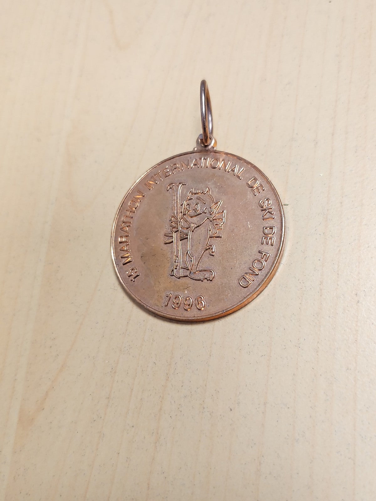 Médaille ancienne ski de fond 1996 marathon international, vintage collection
