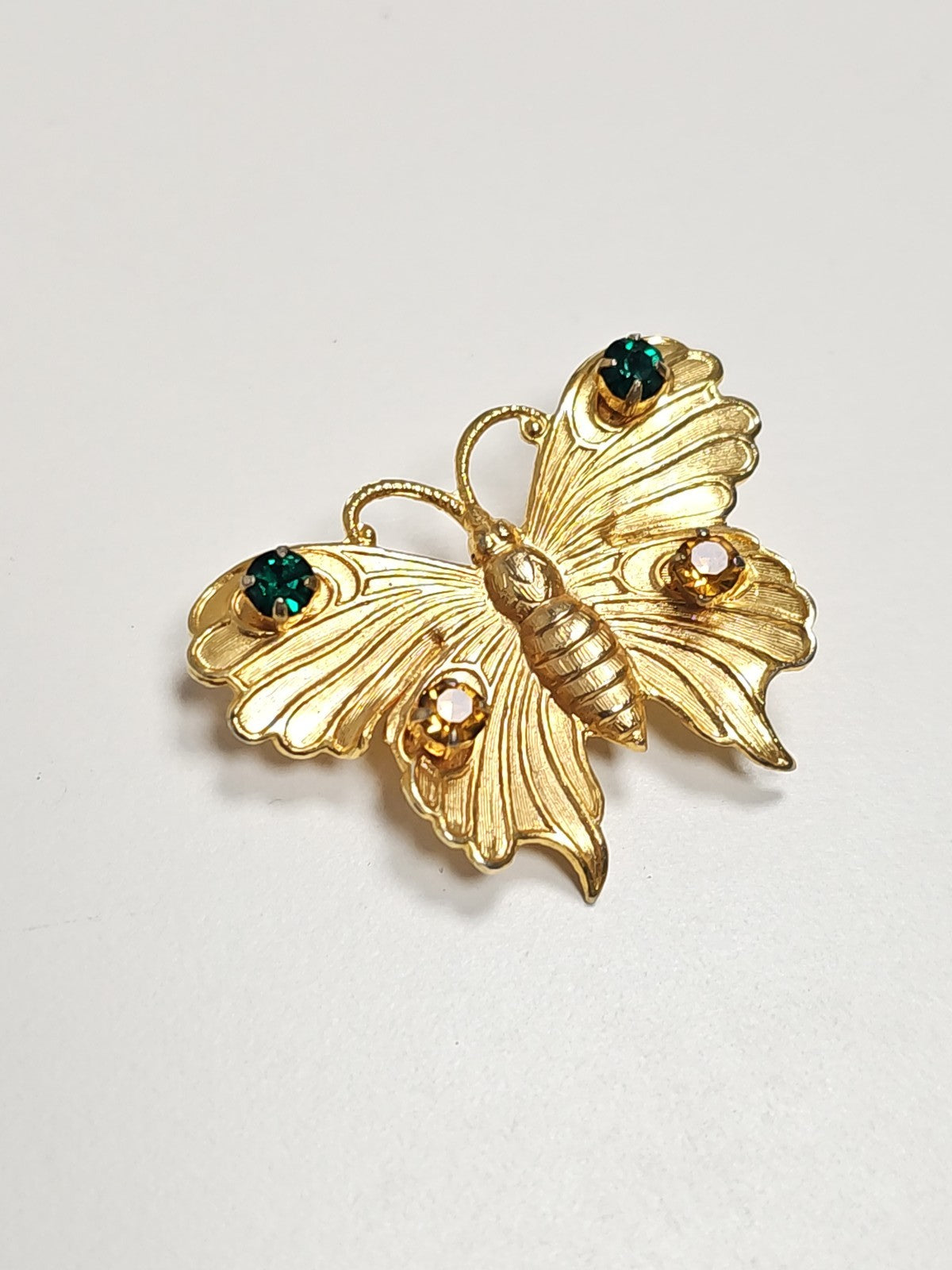 Vintage antique gold-tone metal brooch, decorative collectible jewelry