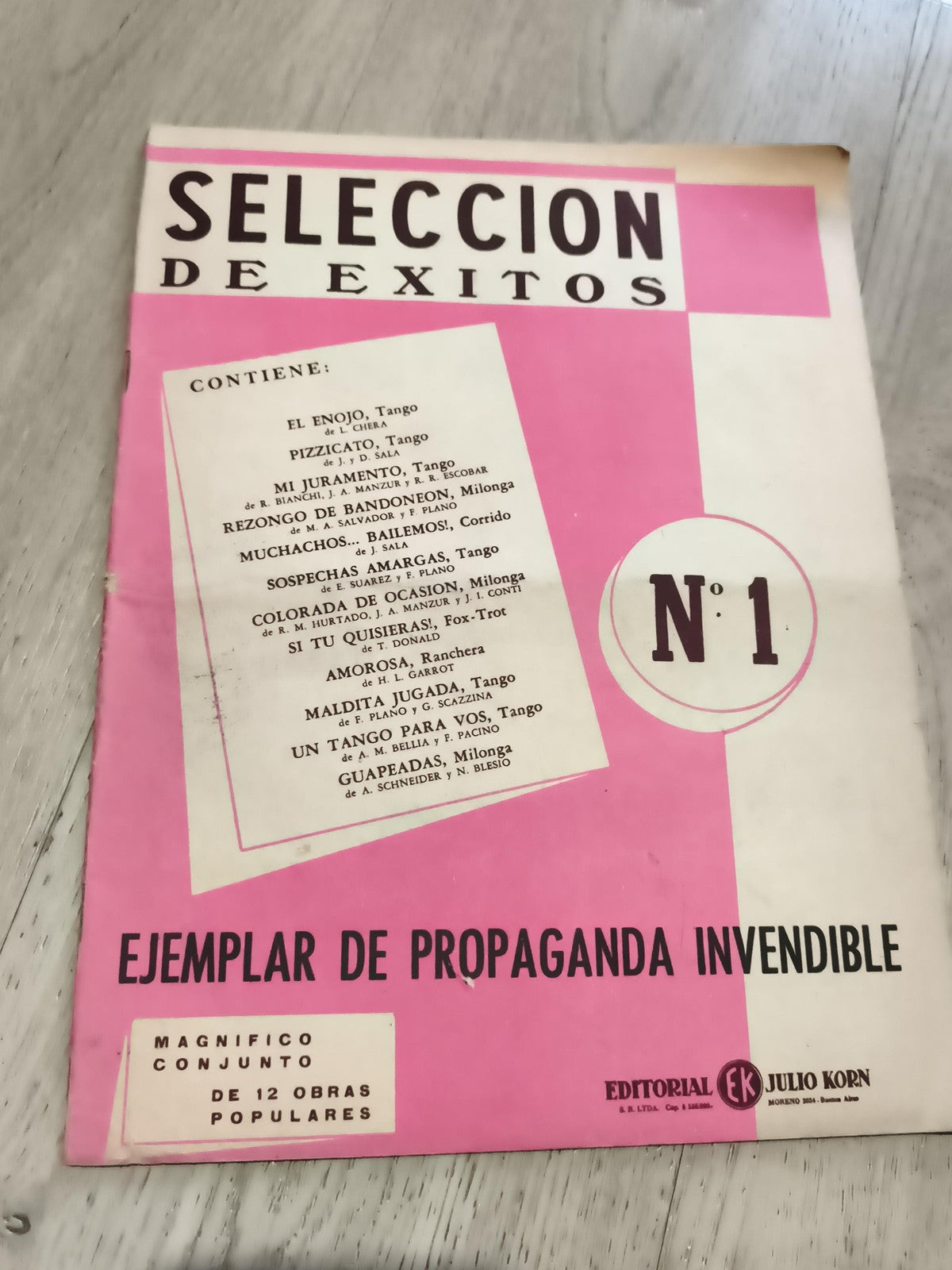 Ancien livret SELECCION DE EXITOS N°1 Editorial Julio Korn tango milonga